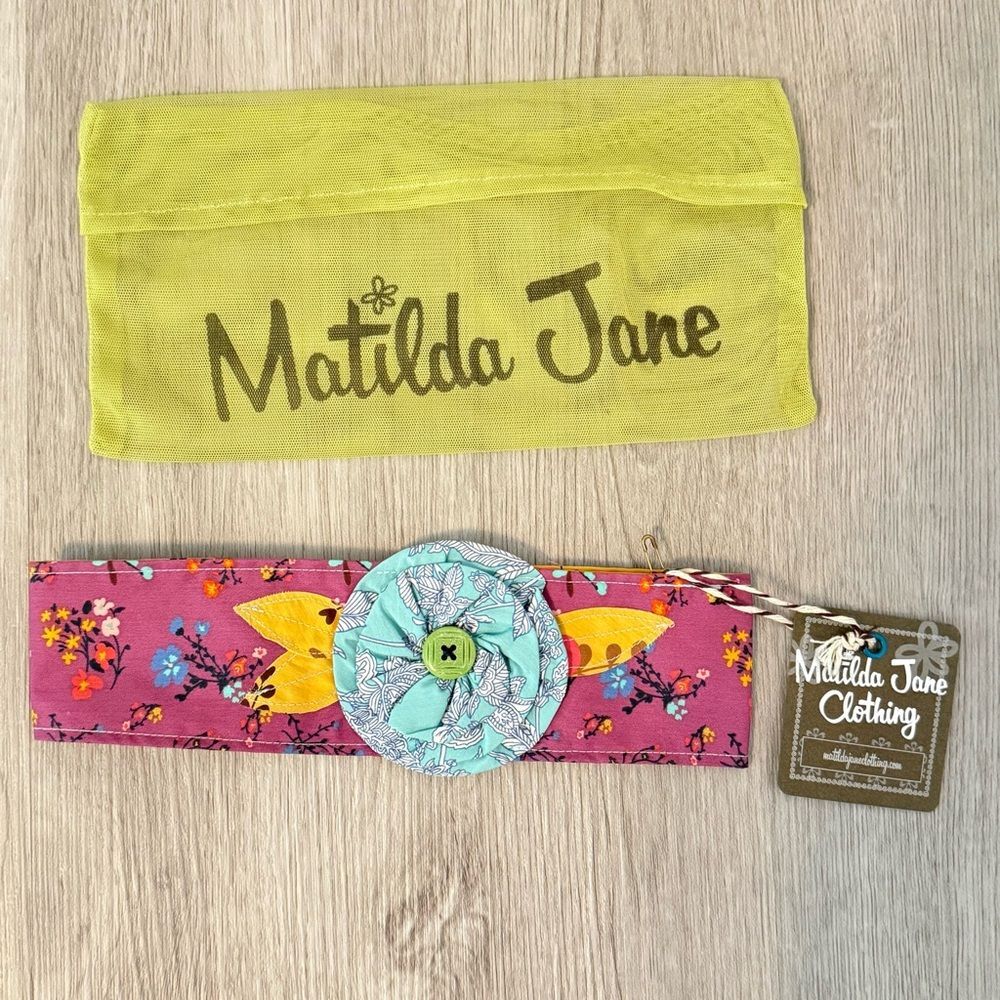 NWT Matilda Jane Purple & Blue Mixed Floral/Paisley Pattern Flower Tie Headband